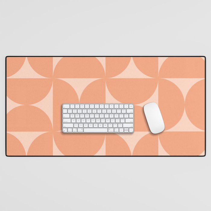 Bauhaus Mid Century Modern Geometric VI Peach Orange Desk Mat Gallery Image 1