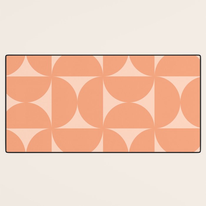 Bauhaus Mid Century Modern Geometric VI Peach Orange Desk Mat Gallery Image 3