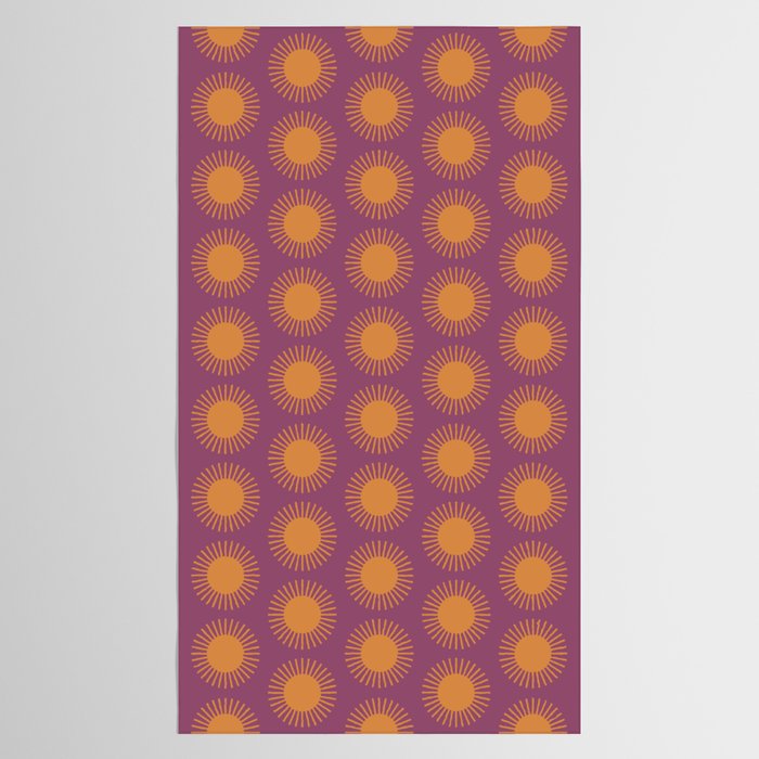 Boho Summer Sun Pattern VI Purple and Orange Tablecloth Gallery Image 2
