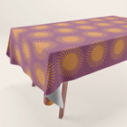 Boho Summer Sun Pattern VI Purple and Orange Tablecloth Gallery Image 1