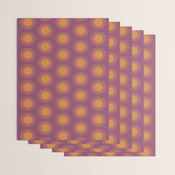 Boho Summer Sun Pattern VI Purple and Orange Wrapping Paper Gallery Image 3