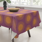 Boho Summer Sun Pattern VI Purple and Orange Tablecloth Gallery Image 3