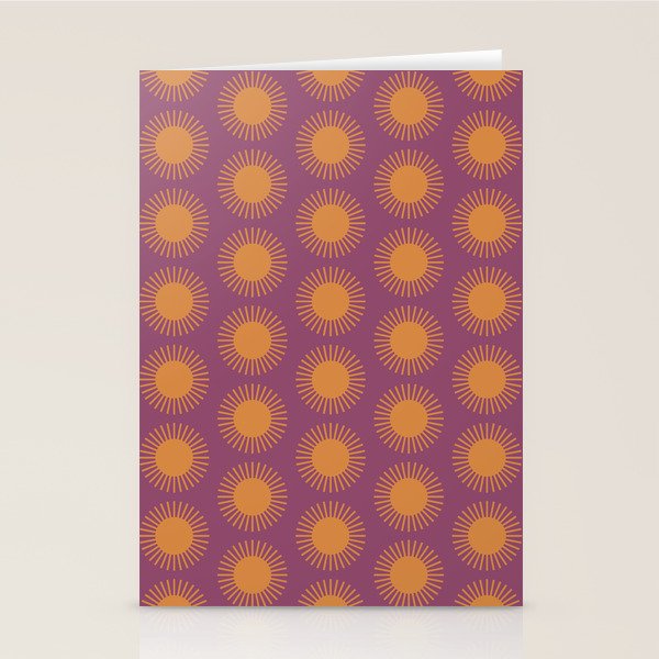 Boho Summer Sun Pattern VI Purple and Orange Stationery Card Gallery Image 2
