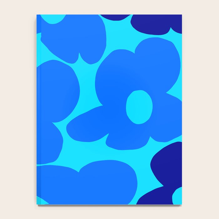 Blue Retro Flowers Pastel Blue Background #decor #society6 #buyart Notebook Gallery Image 4