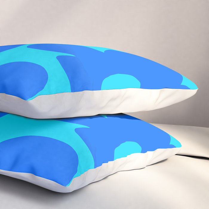 Blue Retro Flowers Pastel Blue Background #decor #society6 #buyart Pillow Sham Gallery Image 3