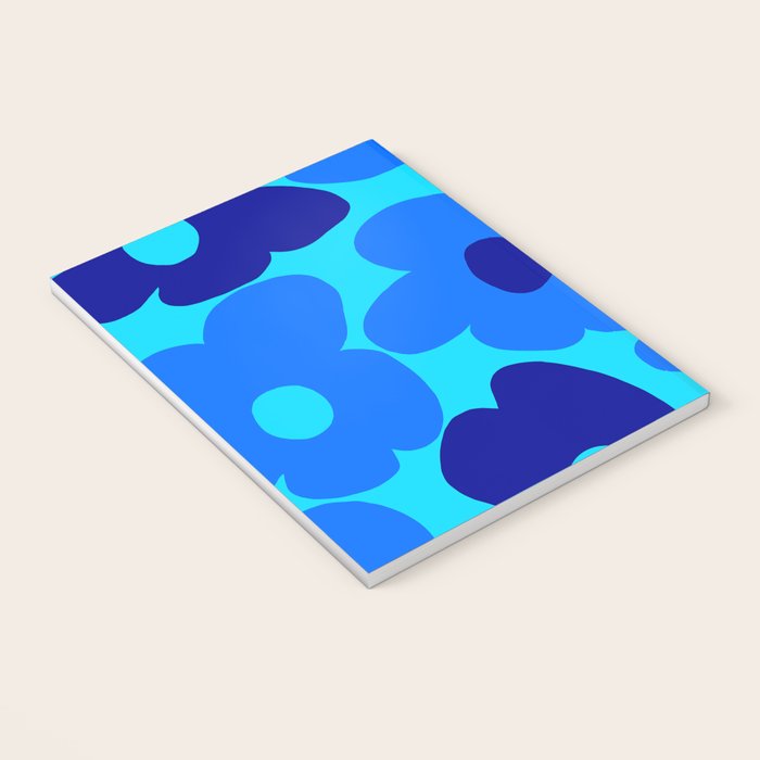 Blue Retro Flowers Pastel Blue Background #decor #society6 #buyart Notebook Gallery Image 3