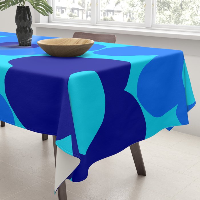 Blue Retro Flowers Pastel Blue Background #decor #society6 #buyart Tablecloth Gallery Image 3
