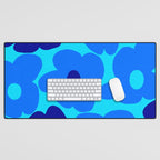 Blue Retro Flowers Pastel Blue Background #decor #society6 #buyart Desk Mat Gallery Image 1