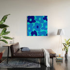 Blue Retro Flowers Pastel Blue Background #decor #society6 #buyart Wood Wall Art Gallery Image 2