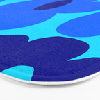 Blue Retro Flowers Pastel Blue Background #decor #society6 #buyart Bath Mat Gallery Image 3