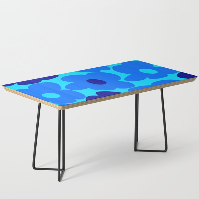 Blue Retro Flowers Pastel Blue Background #decor #society6 #buyart Coffee Table Gallery Image 1