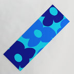 Blue Retro Flowers Pastel Blue Background #decor #society6 #buyart Yoga Mat Gallery Image 1