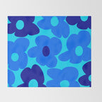 Blue Retro Flowers Pastel Blue Background #decor #society6 #buyart Throw Blanket Gallery Image 2