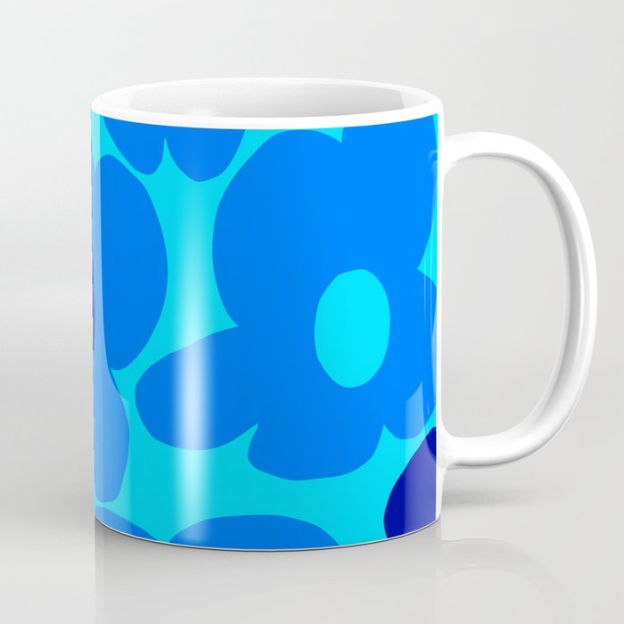 Blue Retro Flowers Pastel Blue Background #decor #society6 #buyart Coffee Mug Gallery Image 1