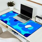 Blue Retro Flowers Pastel Blue Background #decor #society6 #buyart Desk Mat Gallery Image 2