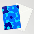 Blue Retro Flowers Pastel Blue Background #decor #society6 #buyart Stationery Card Gallery Image 2