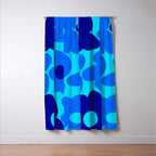 Blue Retro Flowers Pastel Blue Background #decor #society6 #buyart Window Curtain Gallery Image 3