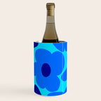 Blue Retro Flowers Pastel Blue Background #decor #society6 #buyart Wine Chiller Gallery Image 1