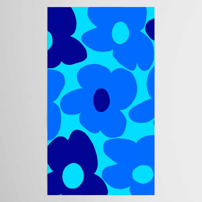 Blue Retro Flowers Pastel Blue Background #decor #society6 #buyart Tablecloth Gallery Image 2