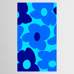Blue Retro Flowers Pastel Blue Background #decor #society6 #buyart Tablecloth Gallery Image 2
