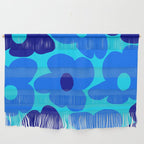 Blue Retro Flowers Pastel Blue Background #decor #society6 #buyart Wall Hanging Gallery Image 1