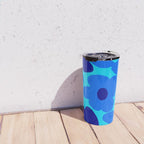 Blue Retro Flowers Pastel Blue Background #decor #society6 #buyart Travel Mug Gallery Image 4