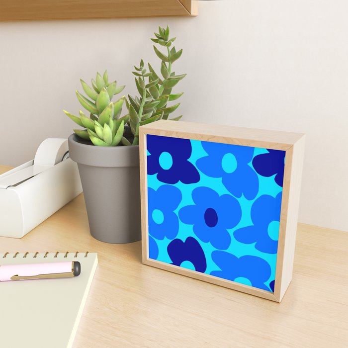 Blue Retro Flowers Pastel Blue Background #decor #society6 #buyart Mini Art Print Gallery Image 2