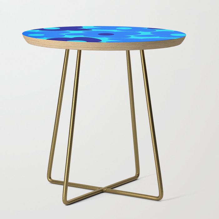 Blue Retro Flowers Pastel Blue Background #decor #society6 #buyart Side Table Gallery Image 1
