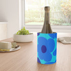 Blue Retro Flowers Pastel Blue Background #decor #society6 #buyart Wine Chiller Gallery Image 4