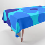 Blue Retro Flowers Pastel Blue Background #decor #society6 #buyart Tablecloth Gallery Image 1