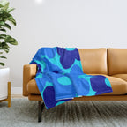 Blue Retro Flowers Pastel Blue Background #decor #society6 #buyart Throw Blanket Gallery Image 1