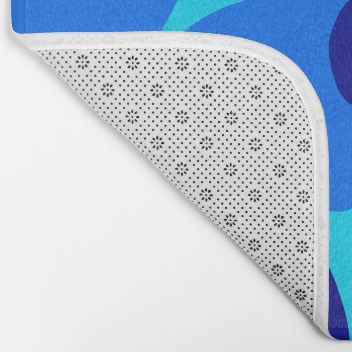 Blue Retro Flowers Pastel Blue Background #decor #society6 #buyart Bath Mat Gallery Image 2