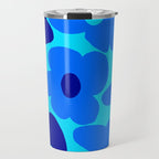 Blue Retro Flowers Pastel Blue Background #decor #society6 #buyart Travel Mug Gallery Image 1