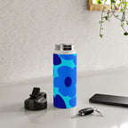 Blue Retro Flowers Pastel Blue Background #decor #society6 #buyart Water Bottle Gallery Image 4
