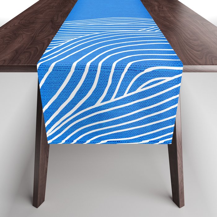 French Blue Ocean Waves Table Runner Gallery Image 1