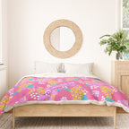Bold Hibiscus Floral Hot Pink Summer Duvet Cover Gallery Image 3