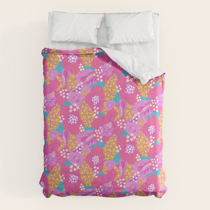 Bold Hibiscus Floral Hot Pink Summer Duvet Cover Gallery Image 6