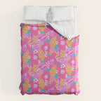 Bold Hibiscus Floral Hot Pink Summer Duvet Cover Gallery Image 6