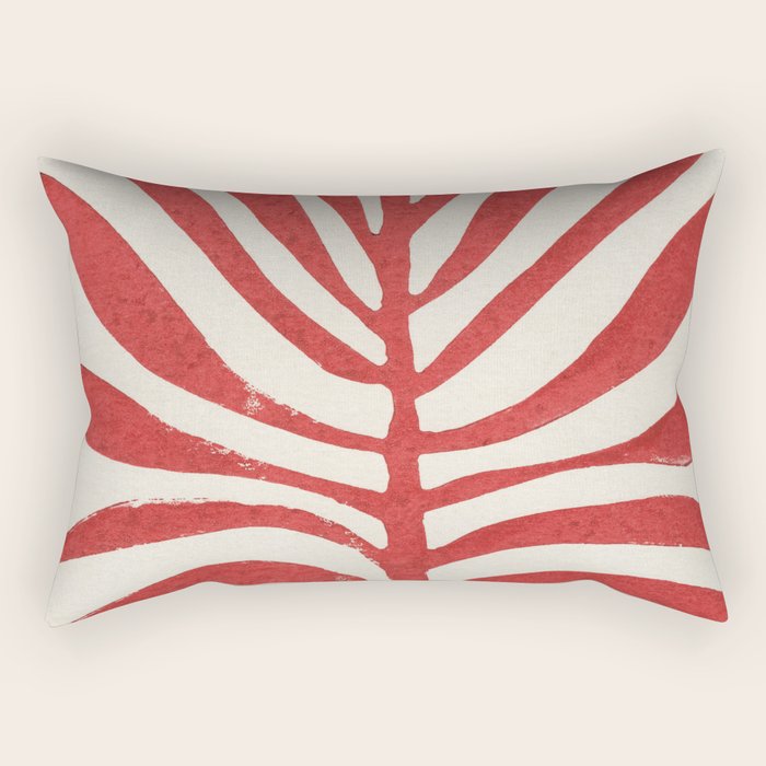 Red Branch / Lino Print Rectangular Pillow Gallery Image 2