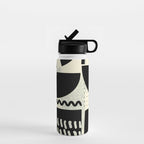 mid century shapes black white abstract art Water Bottle Gallery Image 1