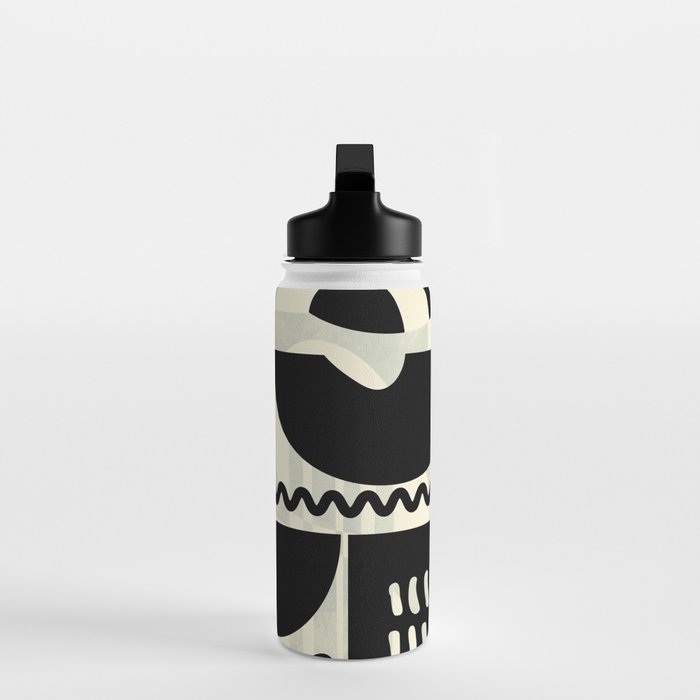mid century shapes black white abstract art Water Bottle Gallery Image 3