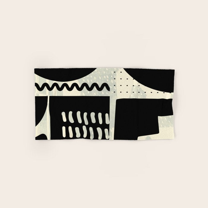mid century shapes black white abstract art Towels Gallery Image 1