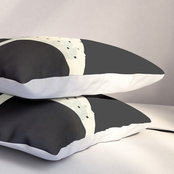 mid century shapes black white abstract art Pillow Sham Gallery Image 3