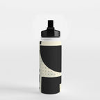 mid century shapes black white abstract art Water Bottle Gallery Image 2