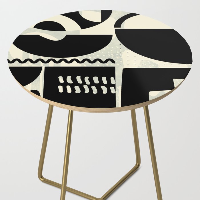 mid century shapes black white abstract art Side Table Gallery Image 2