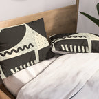 mid century shapes black white abstract art Pillow Sham Gallery Image 2
