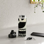 mid century shapes black white abstract art Water Bottle Gallery Image 4