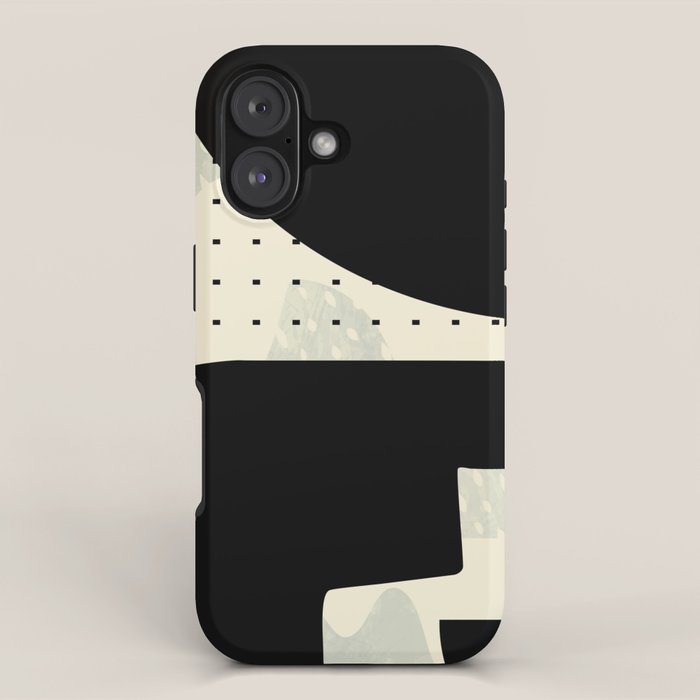 mid century shapes black white abstract art iPhone Case Gallery Image 1