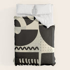 mid century shapes black white abstract art Duvet Cover Gallery Image 6