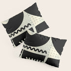 mid century shapes black white abstract art Pillow Sham Gallery Image 3